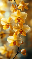 A bouquet of yellow flowers with a bright sun shining on them. The flowers are arranged in a way that they look like they are reaching for the sun. Scene is warm and inviting