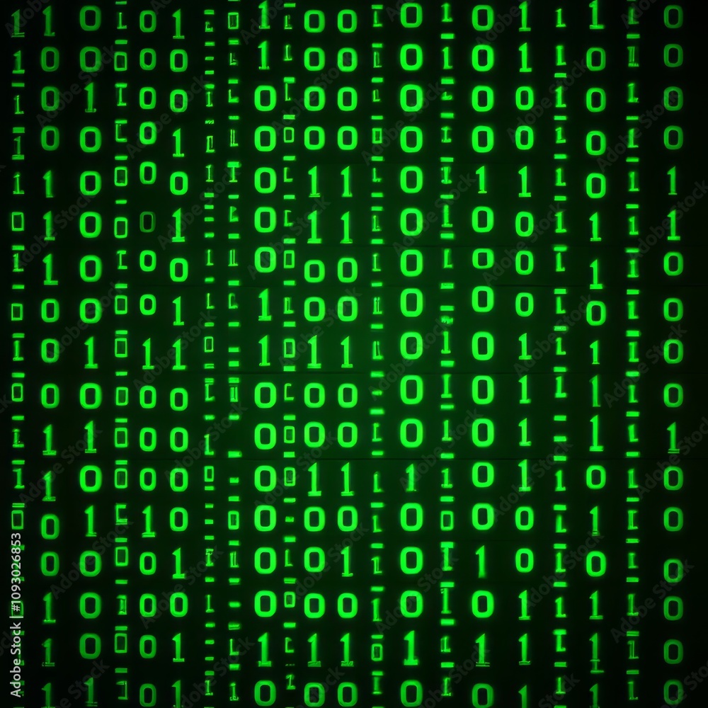 Poster abstract green binary code background.