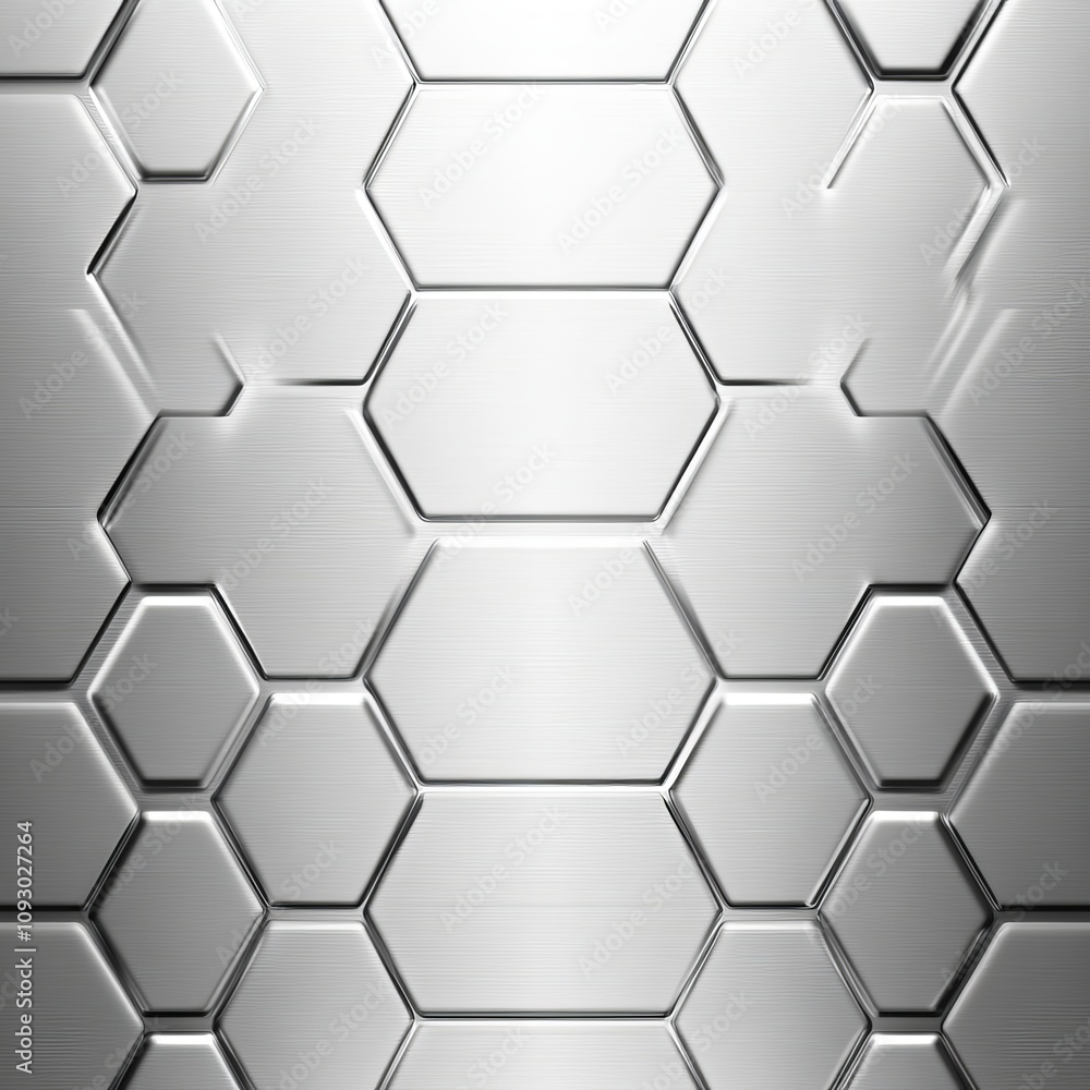 Poster abstract metallic hexagonal grid background texture.