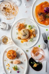 Elegant Overhead View of Gourmet Fine Dining Plate with Minimalist Aesthetic