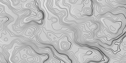 The black grey on white contours vector topography stylized height of the lines. The concept of a conditional geography scheme and the terrain path. Ultra wide. Map vector terrain Illustration.