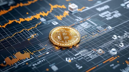 Vibrant cryptocurrency trading platform interface showcasing dynamic market data visualization with a hard light accentuating the contours of graphs and charts