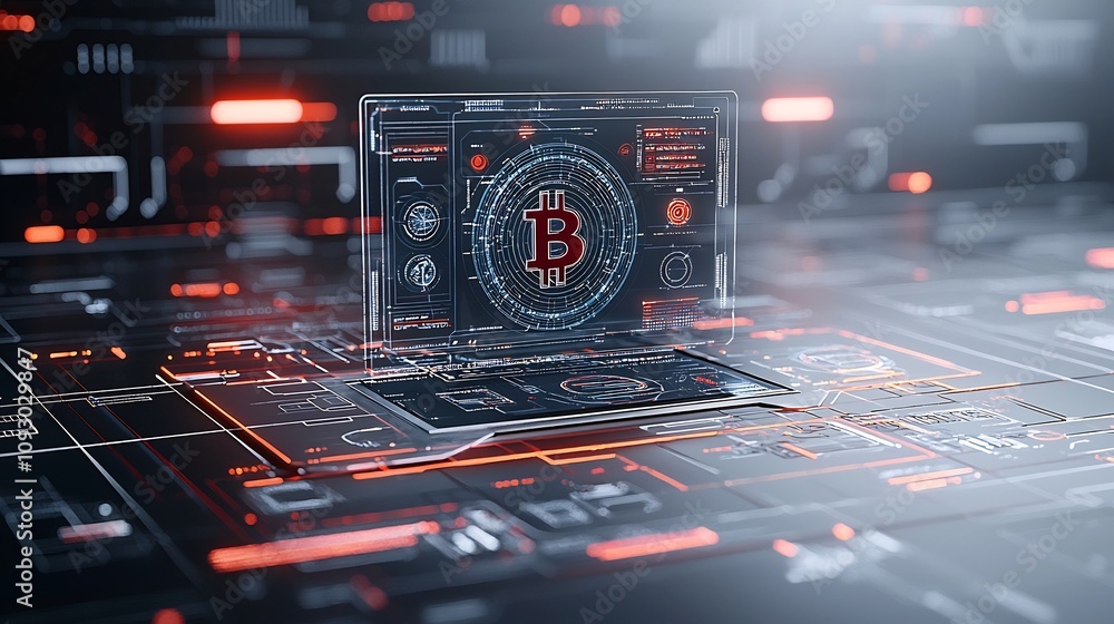 Poster Futuristic blockchain technology powering seamless and secure financial transactions sleek digital interfaces and advanced cryptographic displays