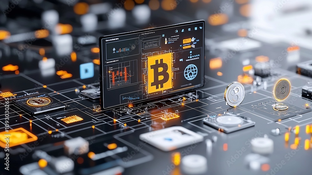 Aufkleber blockchain powered financial services revolutionizing the digital banking landscape with captivating