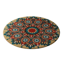 A colorful rug with a flower pattern