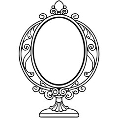 Line art of a Mirror vector illustration isolated on a white background 