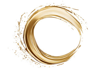 Liquid gold circular swirl splash isolated on white