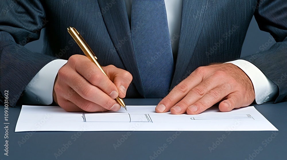 Poster architect sketching blueprints on drawing table in office workspace