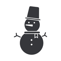 Isolated pictogram black of snowman, snow man for December, winter, Christmas graphic element