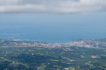 Travelling by old wooden train up to Larrun or La Rhune, Larhune mountain at the western end of the Pyrenees located on border of France and Spain, in traditional Basque provinces Labourd and Navarra