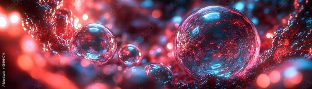 Poster abstract representation of colorful bubbles in a fluid environment showcasing vibrant colors and int
