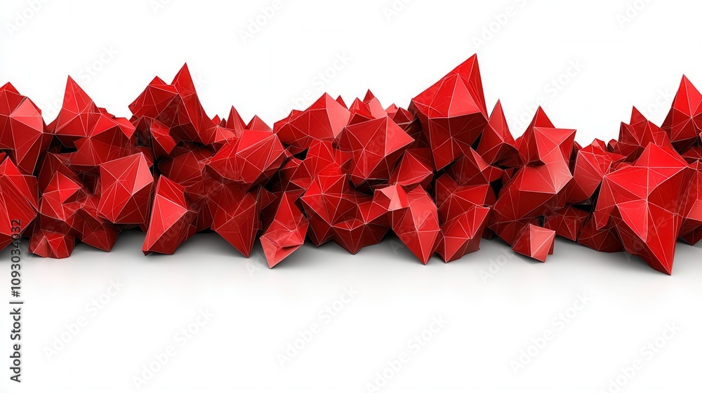 Poster abstract red polygonal shapes forming a striking visual texture, ideal for modern design projects an