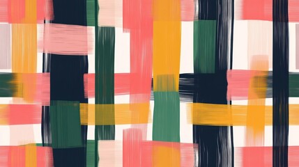 Fototapeta premium A repeating line pattern with bold, vertical lines intersected by horizontal strokes, forming a grid-like design. The pattern is clean and modern,
