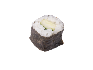 one piece of vegan vegetarian cucumber sushi roll