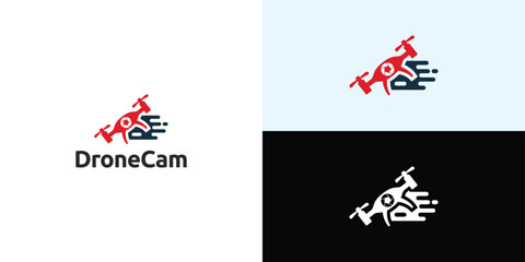 Drone Helicopter Camera Lens Photography logo. Drone with Camera Shutter or aperture logo.