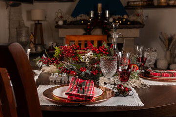 Festive Christmas Table Setting with Elegant Holiday Decor