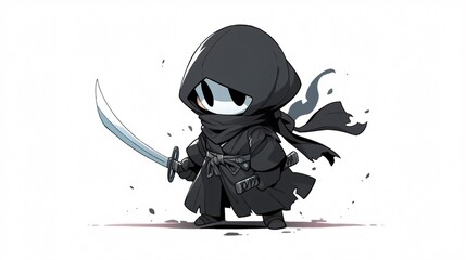 knight with sword, chibi character, doodle style