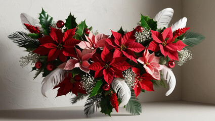 christmas bouquet with red poinsettia