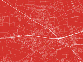 Christmas Map of Garbsen, Germany in Snowy White on Festive Red Background.