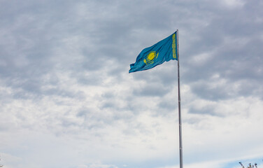 The largest State Flag of Kazakhstan in the republic. Astana, August 2024.