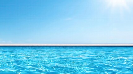 Obraz premium Sunlit droplets splashing off a crystalclear infinity pool overlooking the ocean, infinity splash, luxurious pool clarity