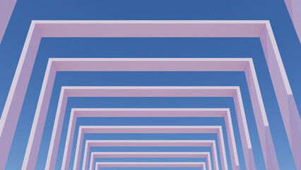 3D illustration of white arch passway on blue sky, 3D wallpaper