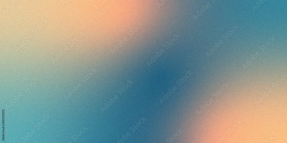 Poster Digital grainy gradient with a colorful soft noise effect. Vintage Grunge Texture Pattern in blue and orange Tones for Artful Wallpaper. Gradient blur, noise, grain, texture abstract background	