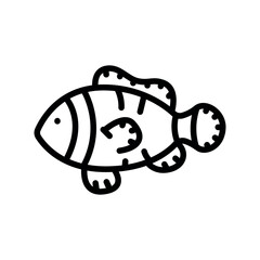 Clown (Amphiprion) black line icon. Tropical fish