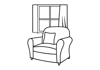 Continuous Line Art of Armchair – Minimalist Furniture and Interior Design Illustration