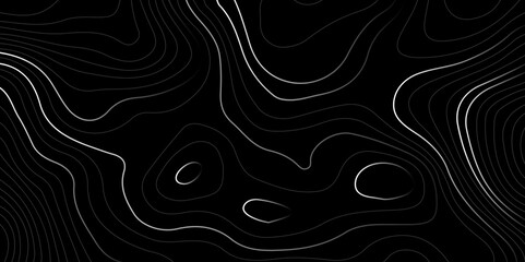 The black grey on white contours vector topography stylized height of the lines. The concept of a conditional geography scheme and the terrain path. Ultra wide. Map vector terrain Illustration.