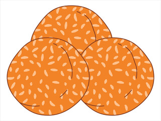 Sesame balls Chinese snack traditional food Chinese dish fried crispy cuisine mung bean filling dessert design colorful icon set