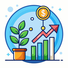 Professional Growth Chart EPS Vector: Financial Success Illustration.