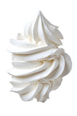 White cream swirl, whipped cream isolated on white background