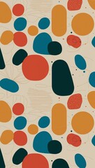 Fototapeta premium Retroinspired pattern with abstract shapes hand drawing