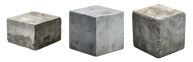 Various Concrete Blocks for Construction Projects Isolated on transparent background