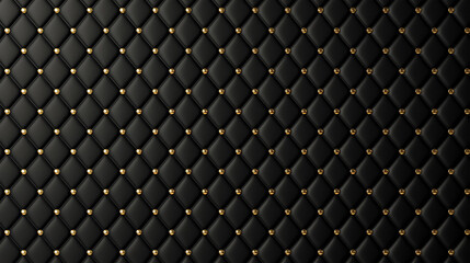 Naklejka premium Luxurious and tufted black leather texture, quilted into diamond-shaped sections decorated by an embellishment, for high-end branding or luxury designs, with an elegant and premium quality