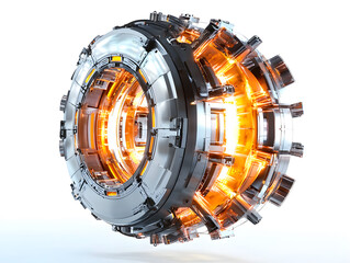  3d futuristic nuclear fusion reactor isolated on white