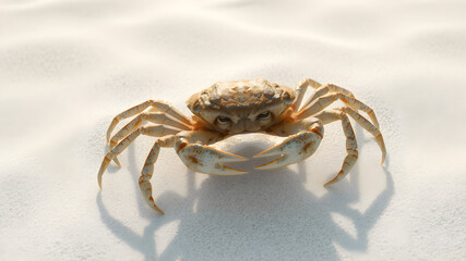 8K Sea Animals Background with a Sea Crab Walking on Fine Sand