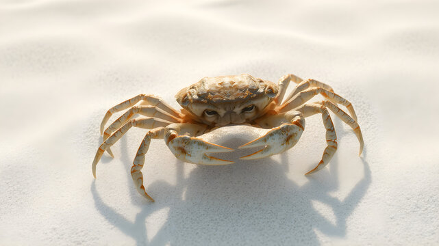 8K Sea Animals Background with a Sea Crab Walking on Fine Sand