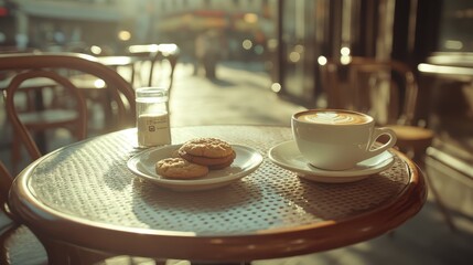 Parisian Cafe Latte Art Cookies Outdoor Table