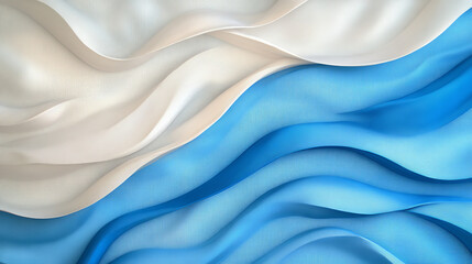 Obraz premium Abstract waves of white and blue create soothing, flowing pattern, evoking sense of calm and tranquility. smooth curves and soft colors blend harmoniously, resembling gentle ocean waves