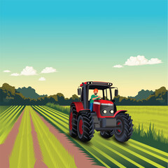 Indian Farmer In Farm Flat Vector