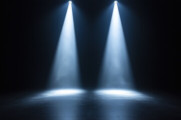 Obraz premium Two bright spotlights creating a dramatic stage effect