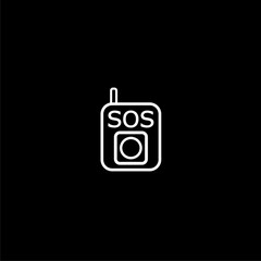 Audio SOS call icon isolated on black background.