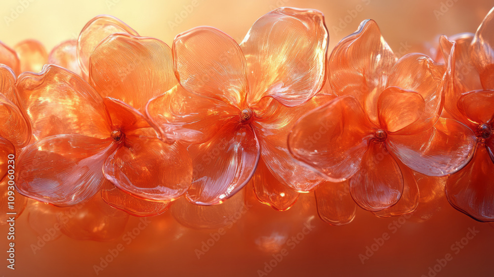 Aufkleber A clustered composition of overlapping orange glass petals, forming a cohesive and striking abstract structure,