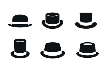 Hat gentleman cylinder, flat icons, vector