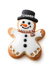 Fototapeta premium Cute snowman cookie isolated on transparent background