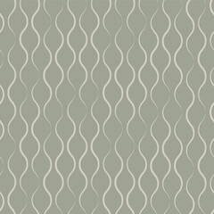 Ogee or chicken wire lattice vector seamless pattern background. Vertical mesh with painterly hand drawn lines sage green backdrop. Organic textural effect. Geometric net texture weave repeat.