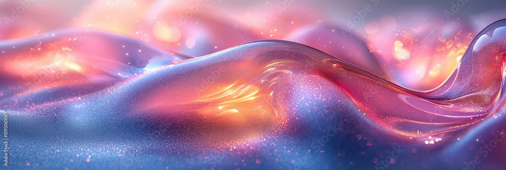 Aufkleber a cluster of intertwining gradient glass curves, exuding a luminous and tranquil vibe in soft focus,