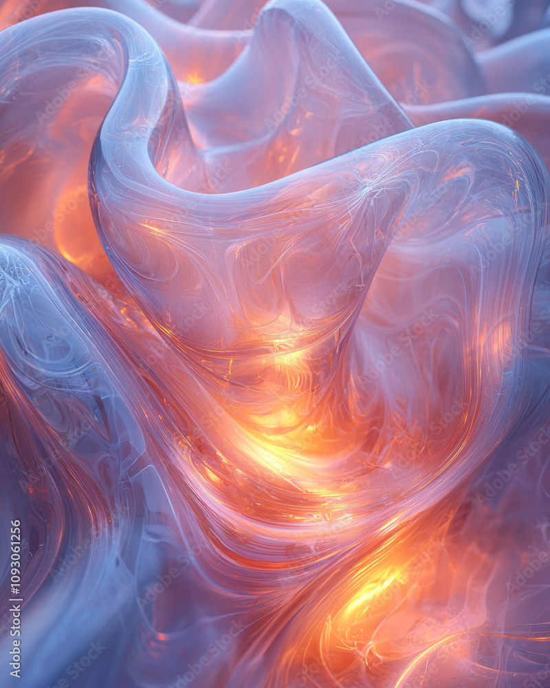 Fototapete a futuristic interpretation of curved gradient glass layers, rendered with smooth textures and soft 